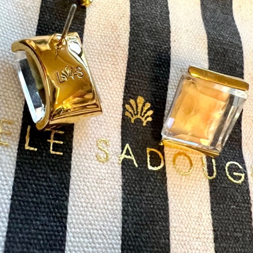 $98 Lele Sadoughi Studs Crystal Multi Gold, Amber, Clear, Green Iridescent Color